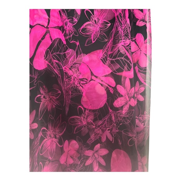 Vintage 100% Silk Skirt Black & Pink Floral Print Size 16 - Picture 4 of 5